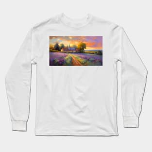 French countryside with lavender Long Sleeve T-Shirt